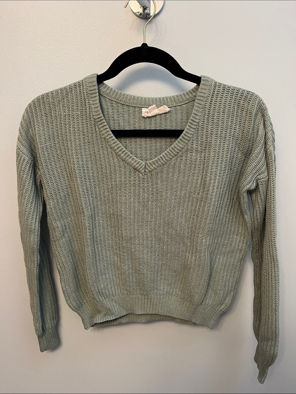 Cloud Chaser V-Neck Sweater in Sage Green